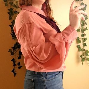 Pink balloon sleeve blouse